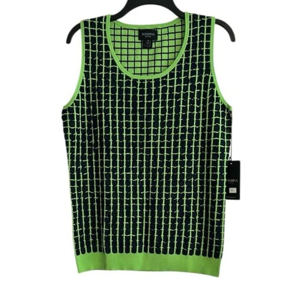 Rondina New York Grass Green Navy Sleeveless Pullover Top XL